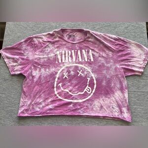 NIRVANA Pink Tie-Dye Short Sleeve Cropped Tee